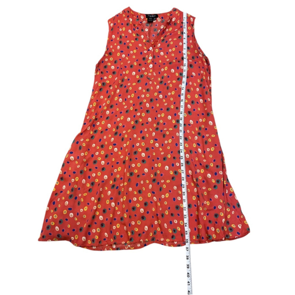 Papillon Red Multicolour Dot Print Shift Dress Women’s Medium Sleeveless - Picture 9 of 10